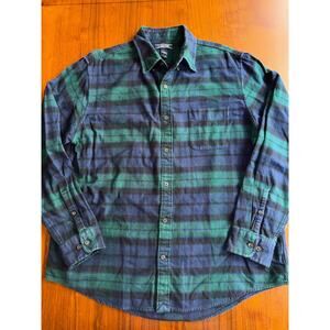 Lands' End Men's Long Sleeve Flannel Shirt Blackwatch Plaid - Size L